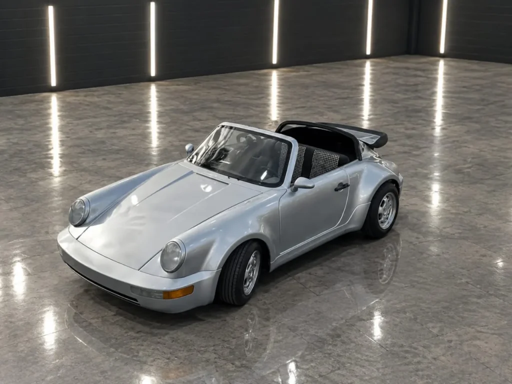 Porsche 911 replica go kart in Arctic Silver Classic