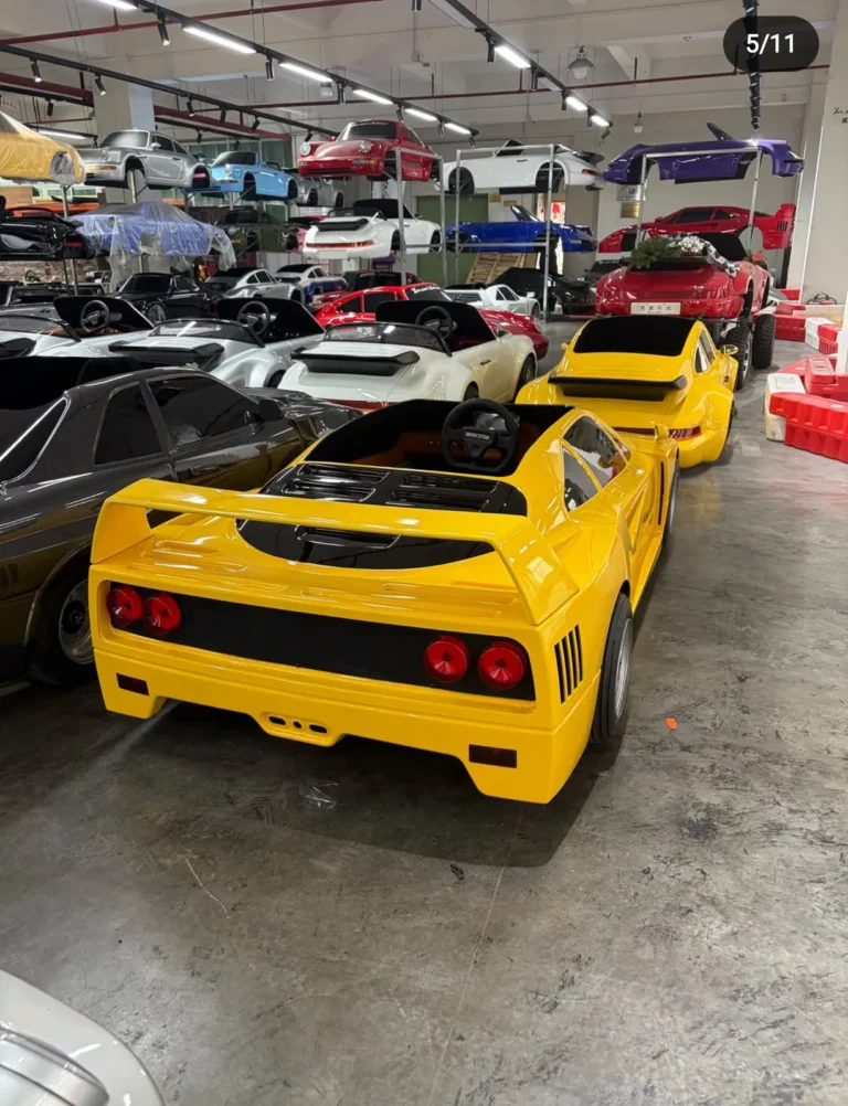 Yellow F40 replica in the workshop