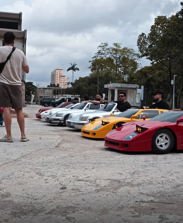 A row of replicas parked on the lot