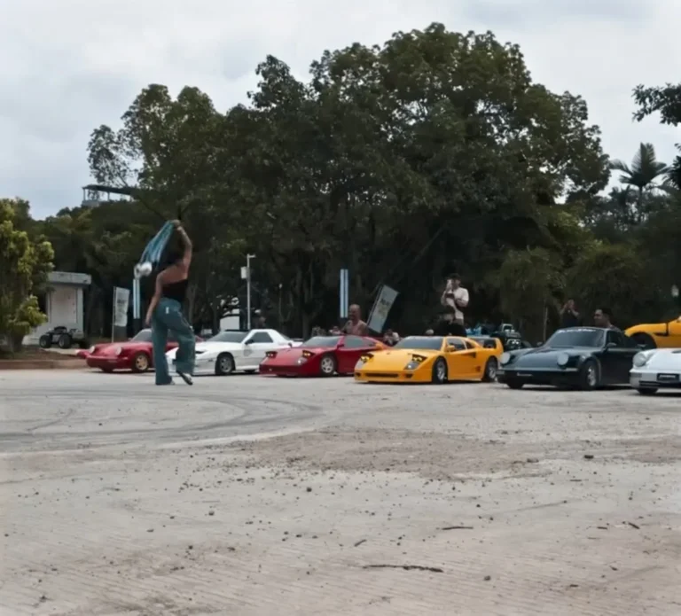 Owners with their replicas under the trees
